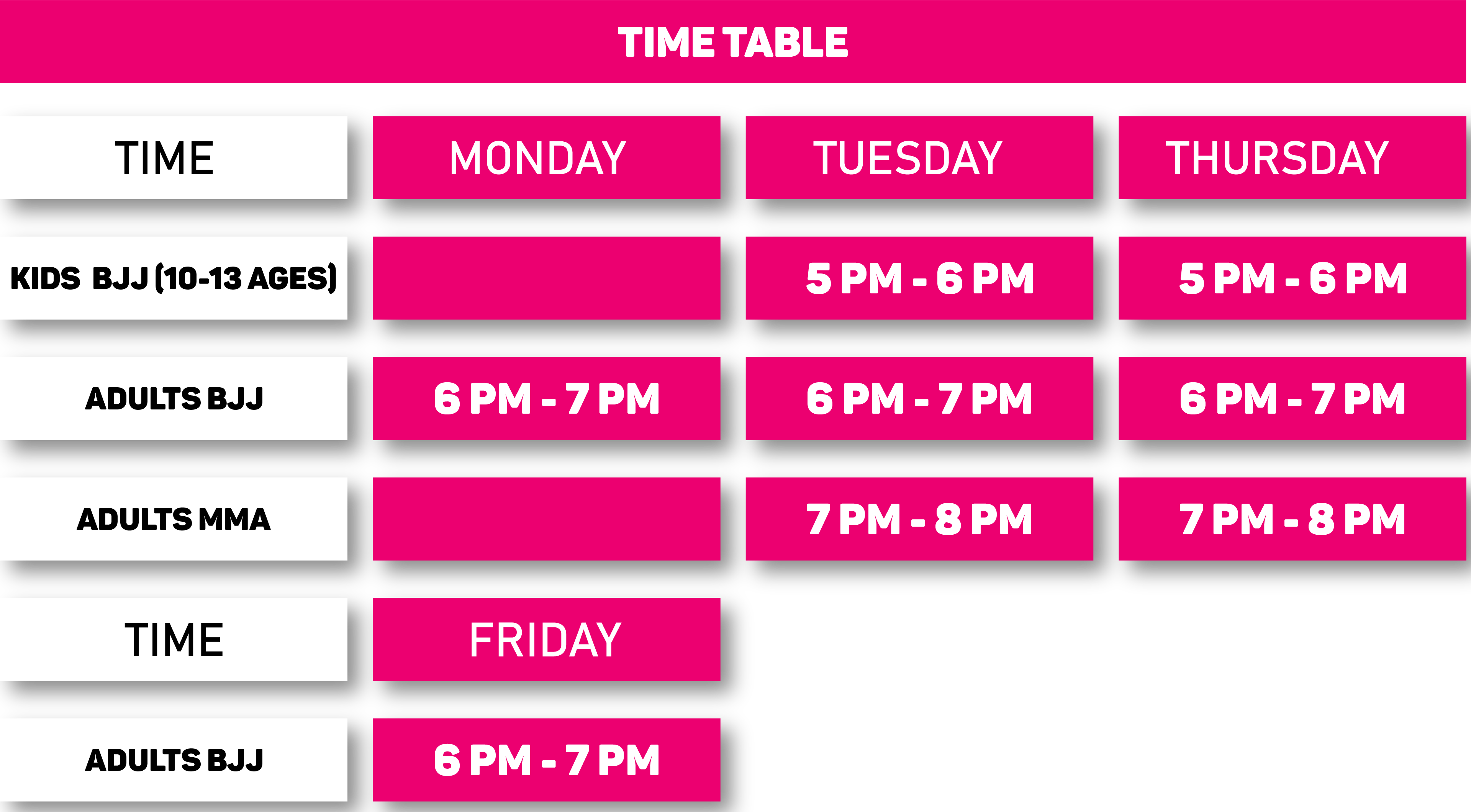 Timetable